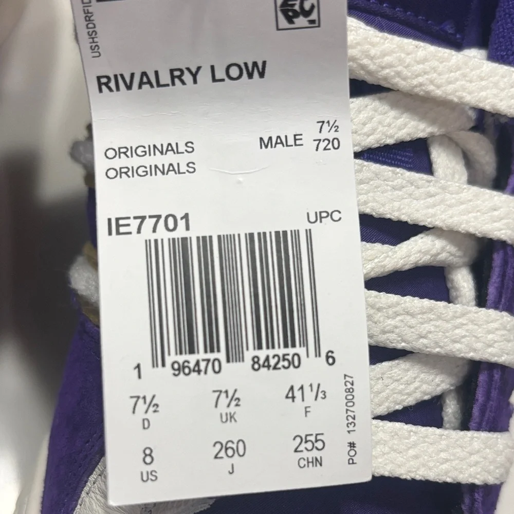 adidas Purple Suede Sneakers with White and Gold Accents